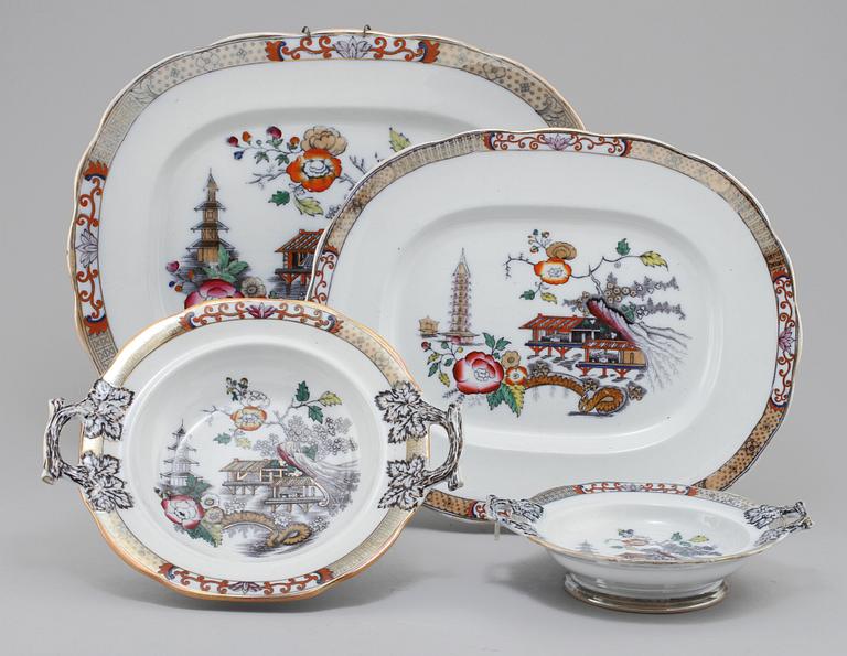 SERVIS, 57 delar, "Japan", flintgods, Rörstrand, omkring sekelskiftet 1900.