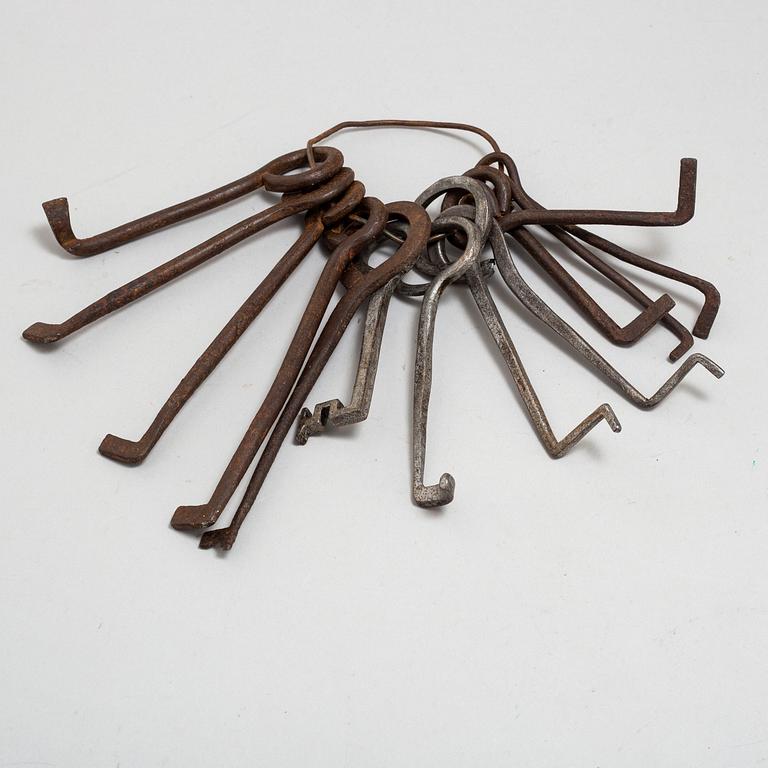 A set of 13 iron picklocks, 18th century.