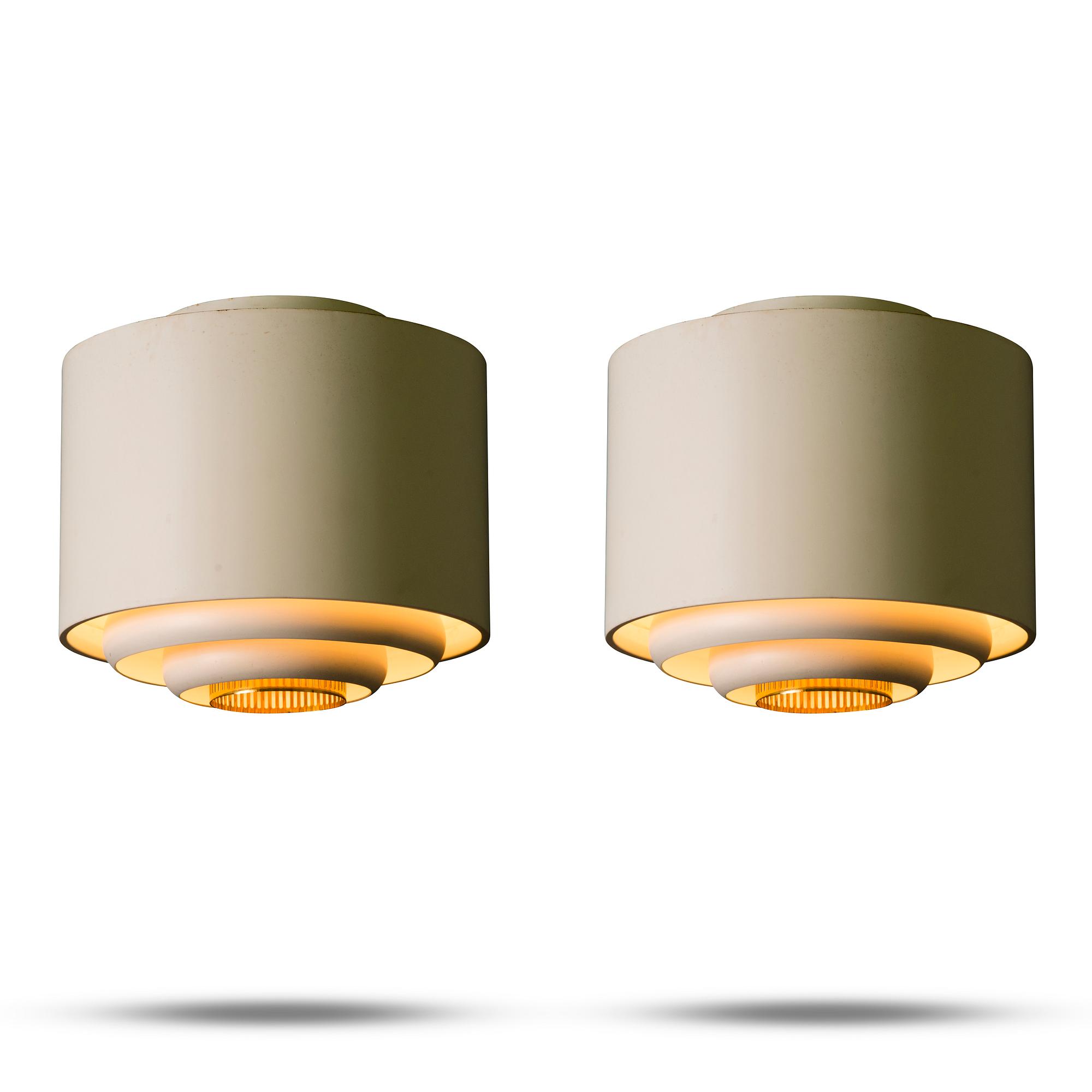 Alvar Aalto, A pair of 1960s 'AE-9447-2' ceiling lights for Itsu Finland.