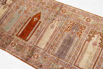 A Kayseri Saff rug, c. 228 x 87 cm.