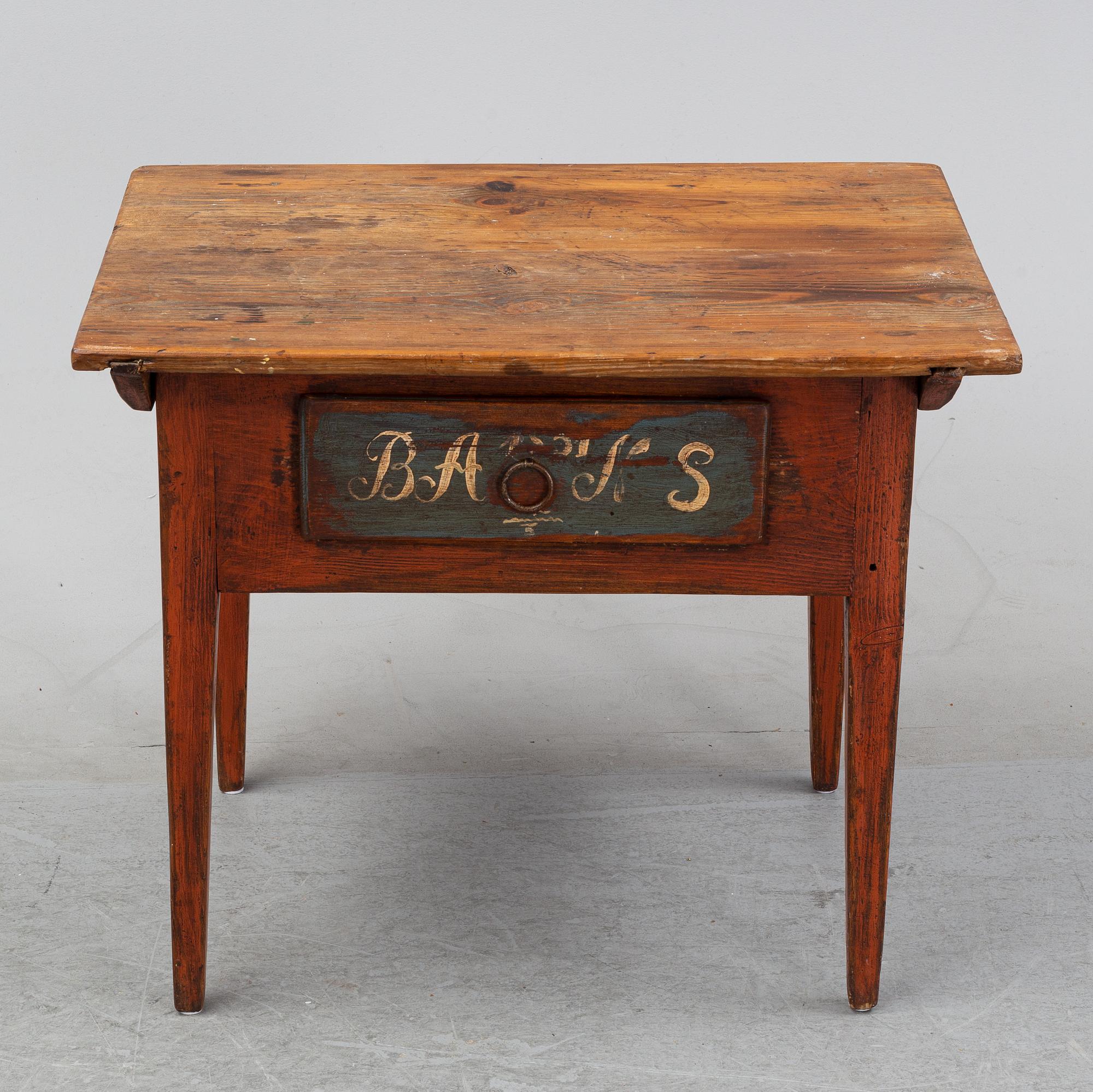 A painted Swedish table, mid or second half of the 19th century.