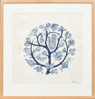 STIG LINDBERG, akvarell skiss. Signerad och daterad -70.