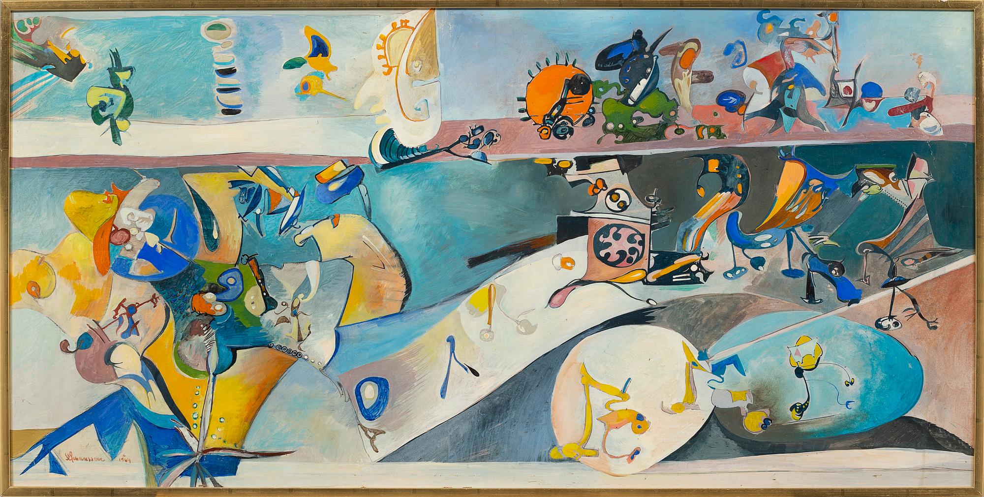 SVEN-ERIK JOHANSSON, gouache på pannå.