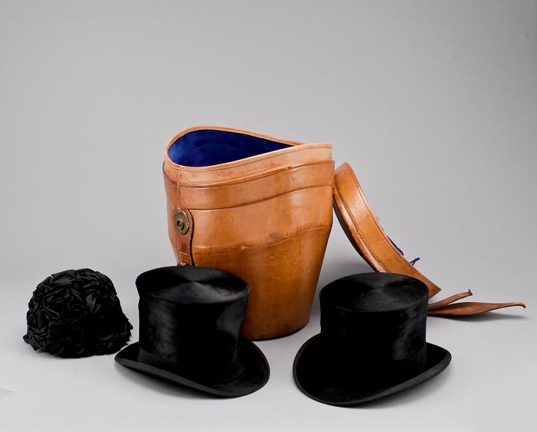 HATTASK, Naturfärgat skinn, omkring 1900.