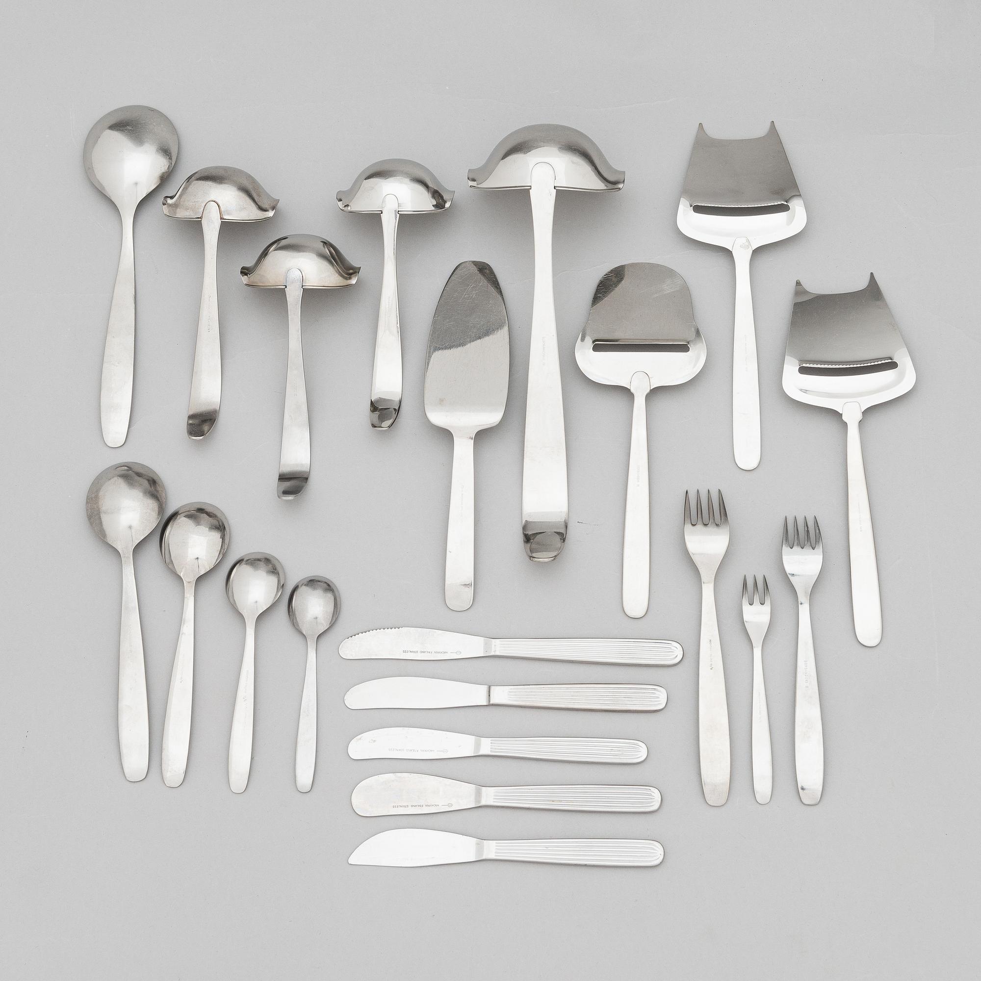 Kaj Franck, bestickserie, 220 st, rostfritt stål, "Scandia", Hackman Sorsakoski. Formgiven 1952.
