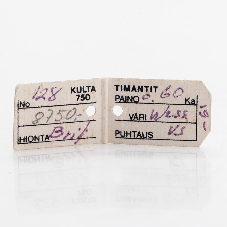 Sormus, 18K kultaa, ovaali fasettihiottu ametisti sekä timantteja yhteensä noin 0.60 ct. Suomalaiset leimat.