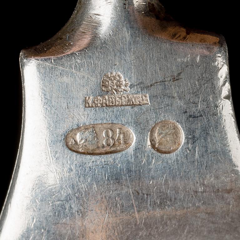 FISH CUTLERY 12+12, silver, Fabergé, Moscow early 20th century, total weight 1754 g.