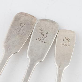 Cutlery service parts, 50 pcs, silver, London, England, 19th century.