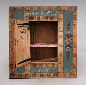 VÄGGSKÅP, allmoge omkring år 1800.