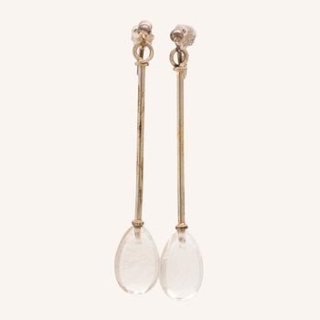 Vivianna Torun Bülow-Hübe, a pair of silver earrings with rutilated quartz, for Georg Jensen.