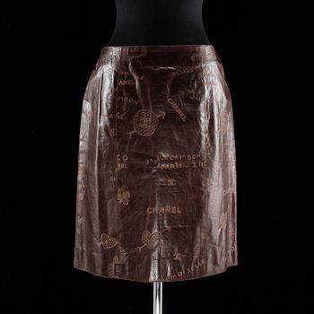 A brown leather skirt by Chanel, spring 2003.