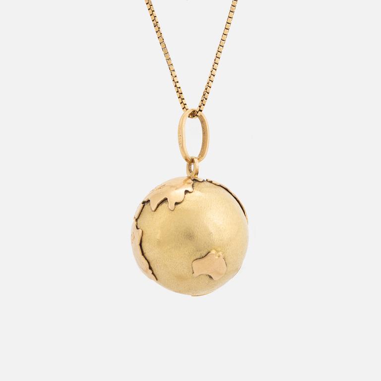 18K gold globe necklace.