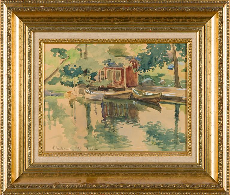 Hugo Backmansson, Cottage by the shore.