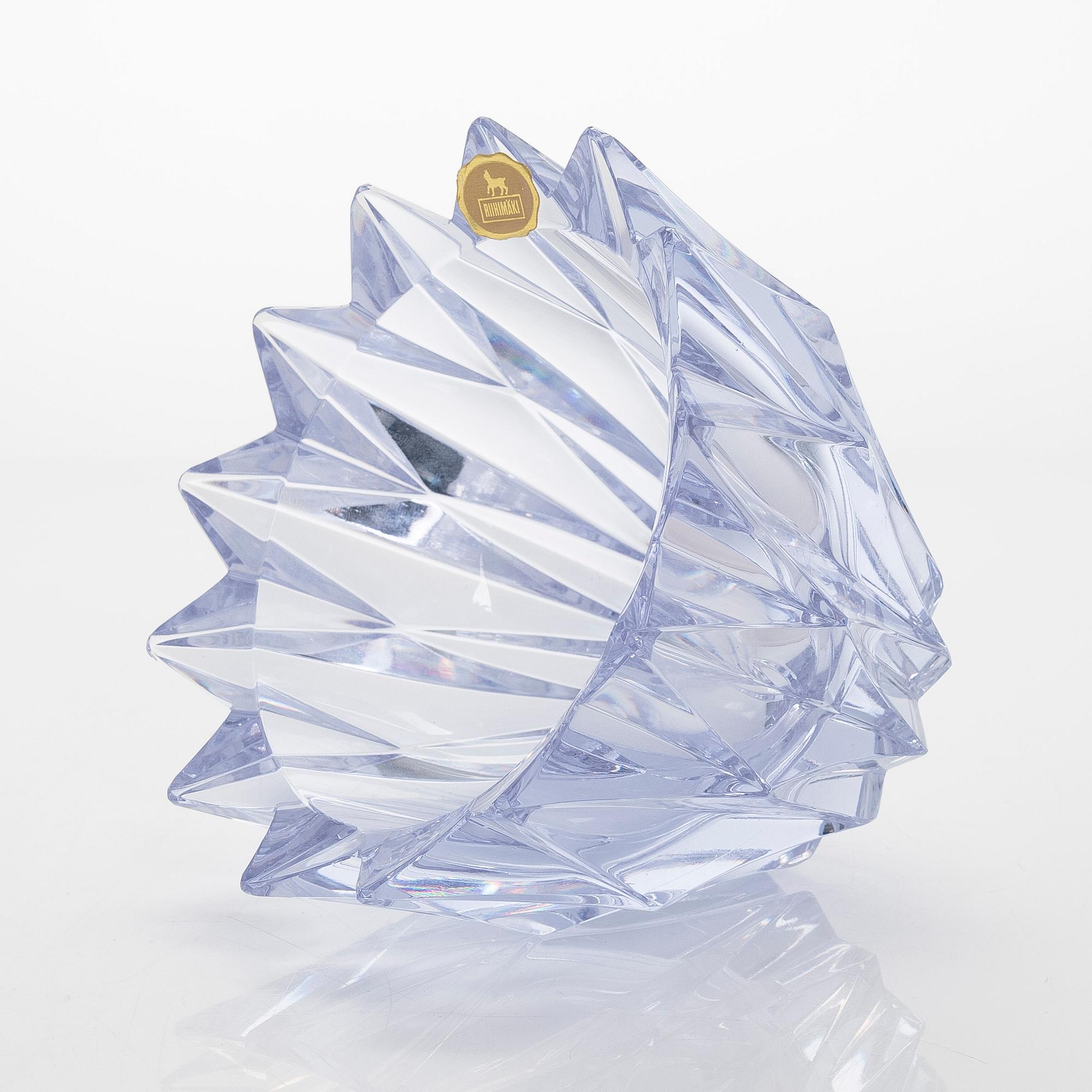 Aimo Okkolin, malja, "Lumpeenkukka", signeerattu Aimo Okkolin Riihimäen Lasi Oy.