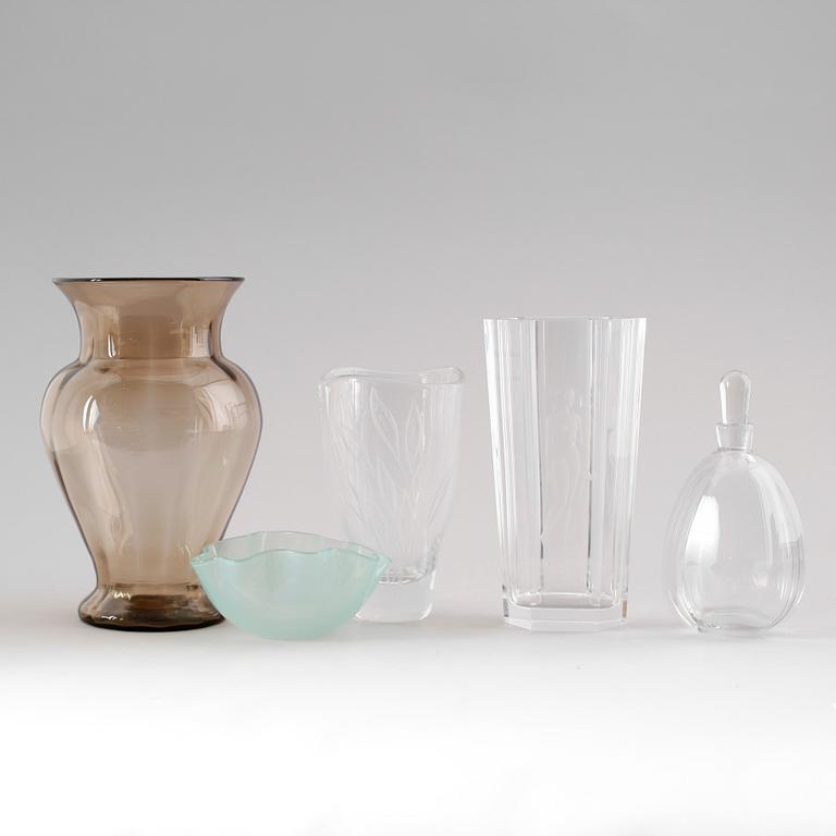 GLASFÖREMÅL, 5 delar, 1900-tal.