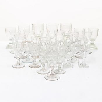 A set of thirty late Gustavian glasses, including from Casimirsborgs glassworks, late 18th/early19th century.