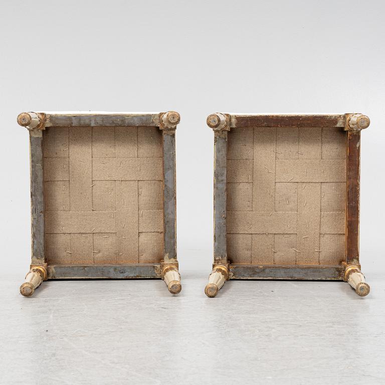 Taburetter, ett par, Gustaviansk stil, 1800-talets andra hälft.