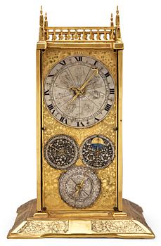 676. A German 17th Century table clock signed "Elias Kreidtmaier inn Fridberg" (Elias Kreitmayr I born 1639).