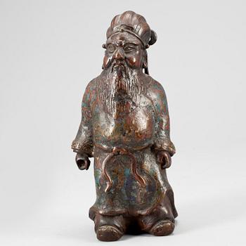 SKULPTUR, brons och cloisonne, Kina, troligen omkring 1900.