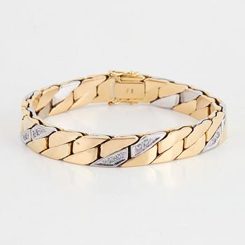 Armband guld med briljantslipade diamanter, manglad pansarlänk.