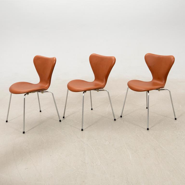 Arne Jacobsen, chairs 6 pcs "The Seven" for Fritz Hansen, late 20th century.