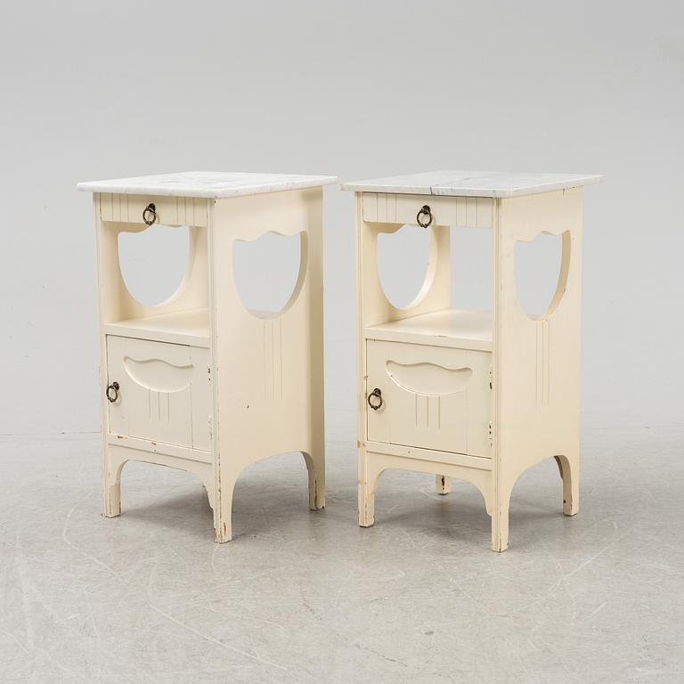 Sängbord, ett par, jugend, 1900-talets början.