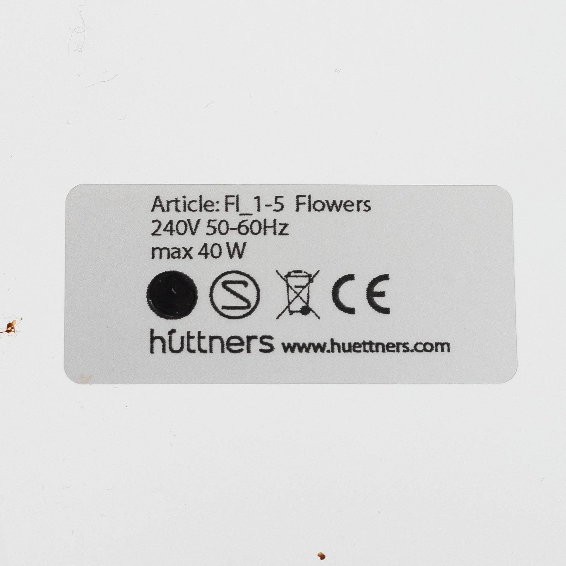 Taklampa, "Flowers", Hüttners.