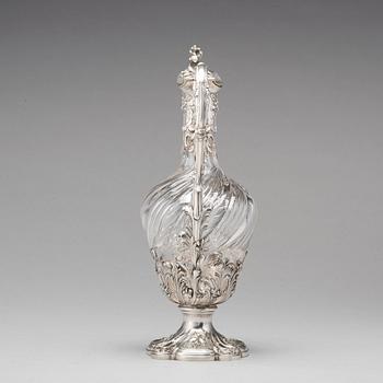 Vinkanna, Frankrike 1800-talets mitt, silver och glas.
