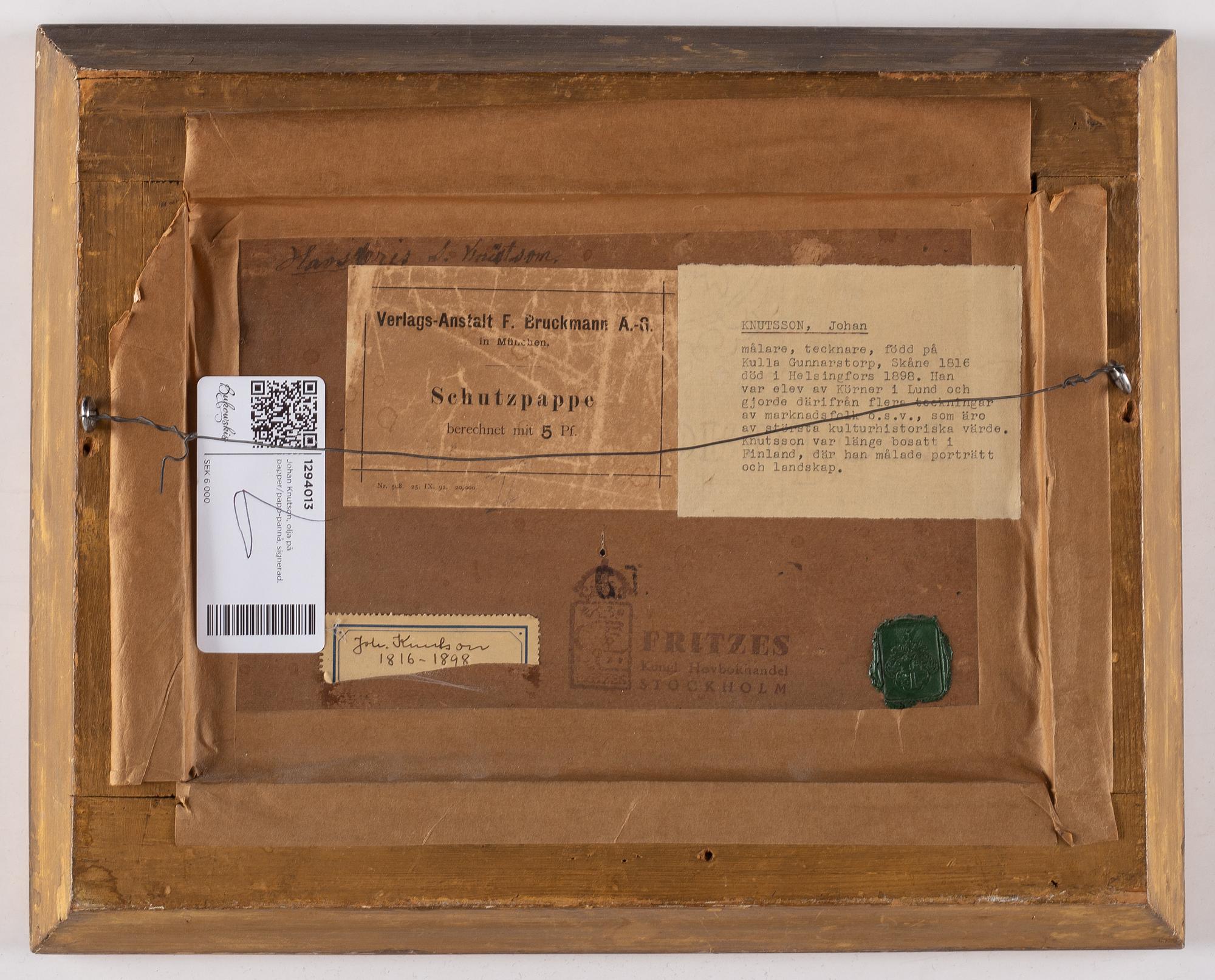 Johan Knutson, oil on paper-panel, signed.