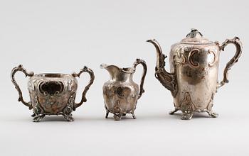 KAFFESERVIS, 3 delar, pläter, James Dixon & Sons, England, 1800-talets andra hälft.