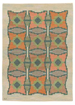 434. Judith Johansson, a carpet, 'Pors' flat weave, c. 265 x 192 cm, signed JJ.