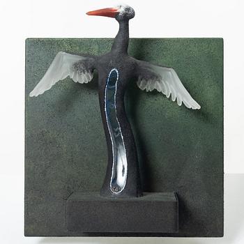 Kjell Engman, skulptur/vägglampa, glas, Kosta Boda, limiterad upplaga.