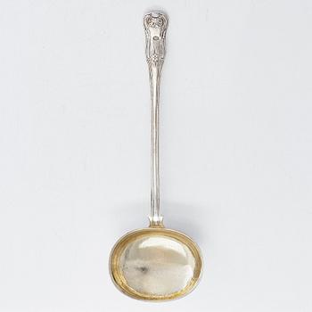 A silver soup ladle, maker's mark of Roland Mellin, Helsinki 1860.