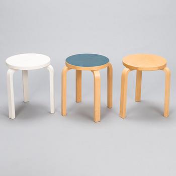 ALVAR AALTO, three late 20th century stools for Artek.