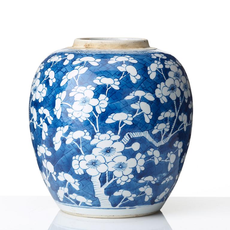 A blue and white jar, Qing  dynasty, Kangxi (1662-1722).