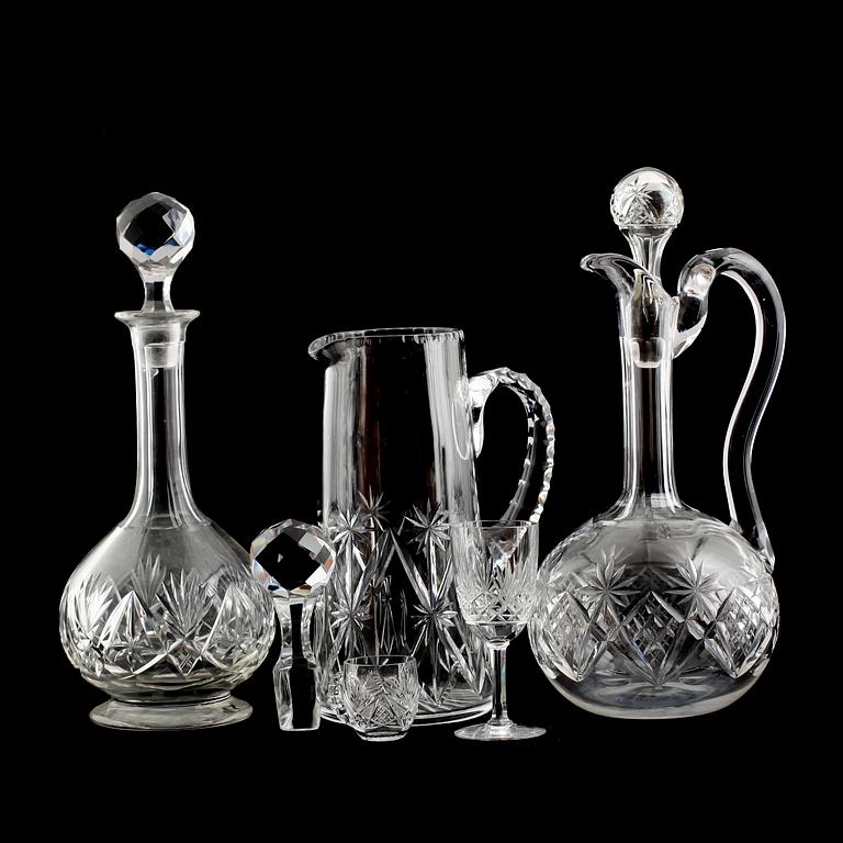 SERVISDELAR, 11 delar, glas, 1900-talets mitt.