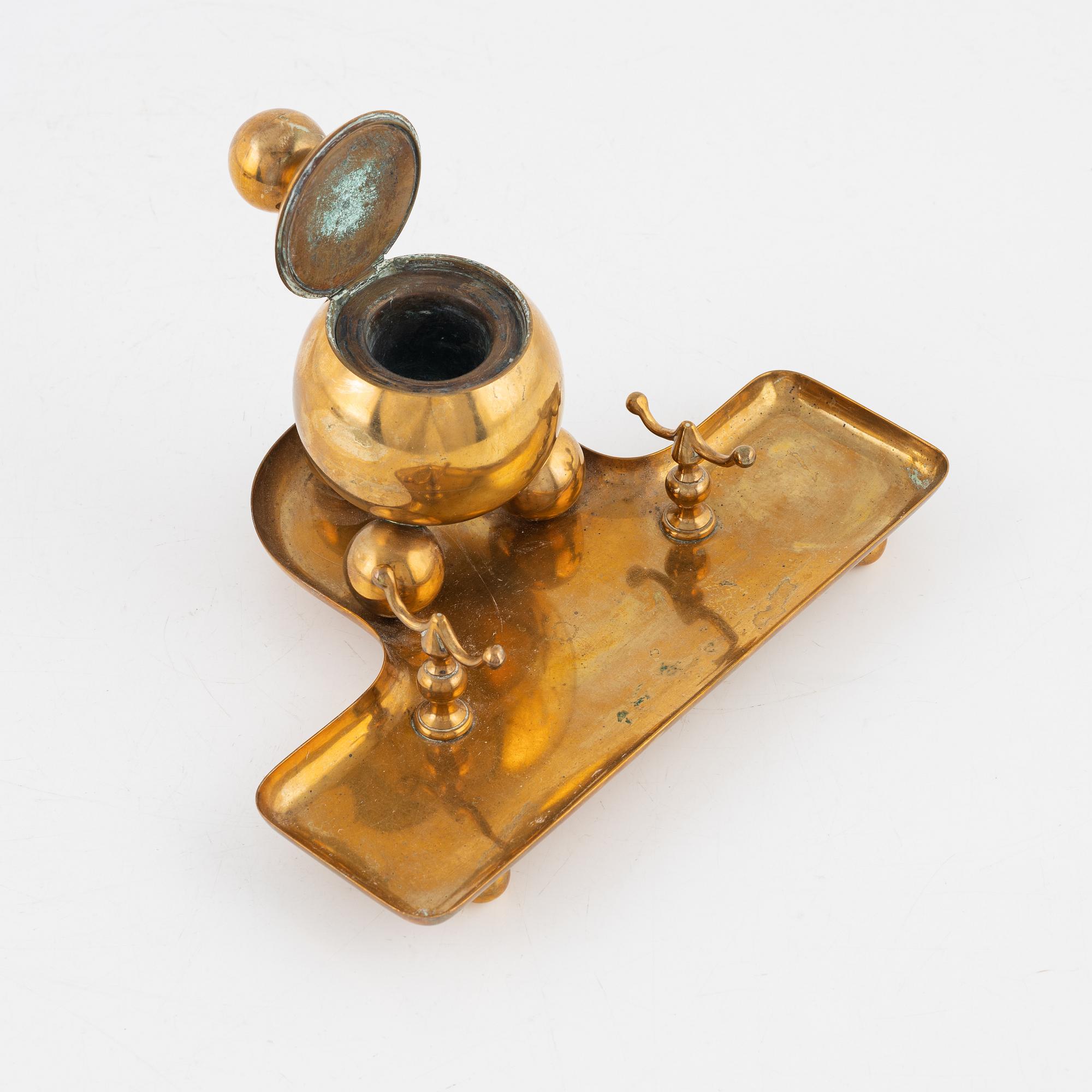 A brass five-piece inkstand suite from Gusum, 20th century.