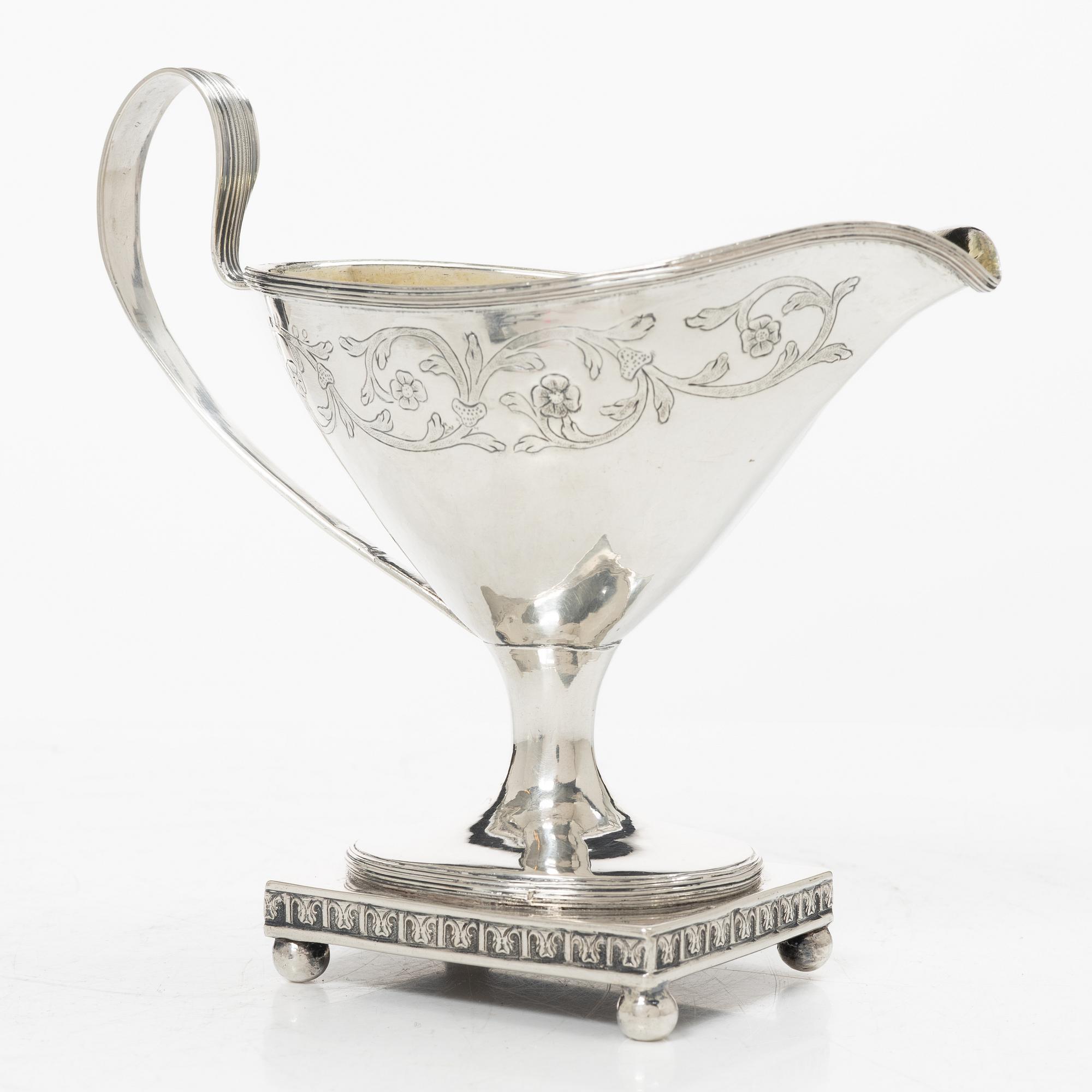 A Swedish late 18th century parcel-gilt silver creamer, mark of Johan Wilhelm Zimmerman, Stockholm 1798.
