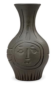 A Pablo Picasso faience vase,  "Vase gravé noir", Madoura Vallauris, France 1953.