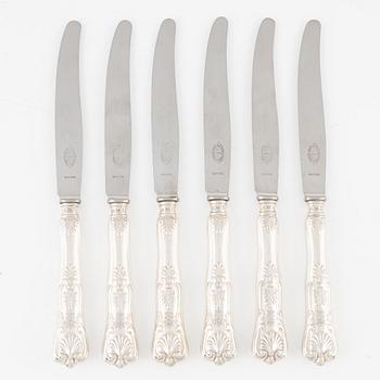 Six Swedish Silver Dinner Knives, 'Engelsk Snäck', CG Hallberg, Stockholm 1937-38.