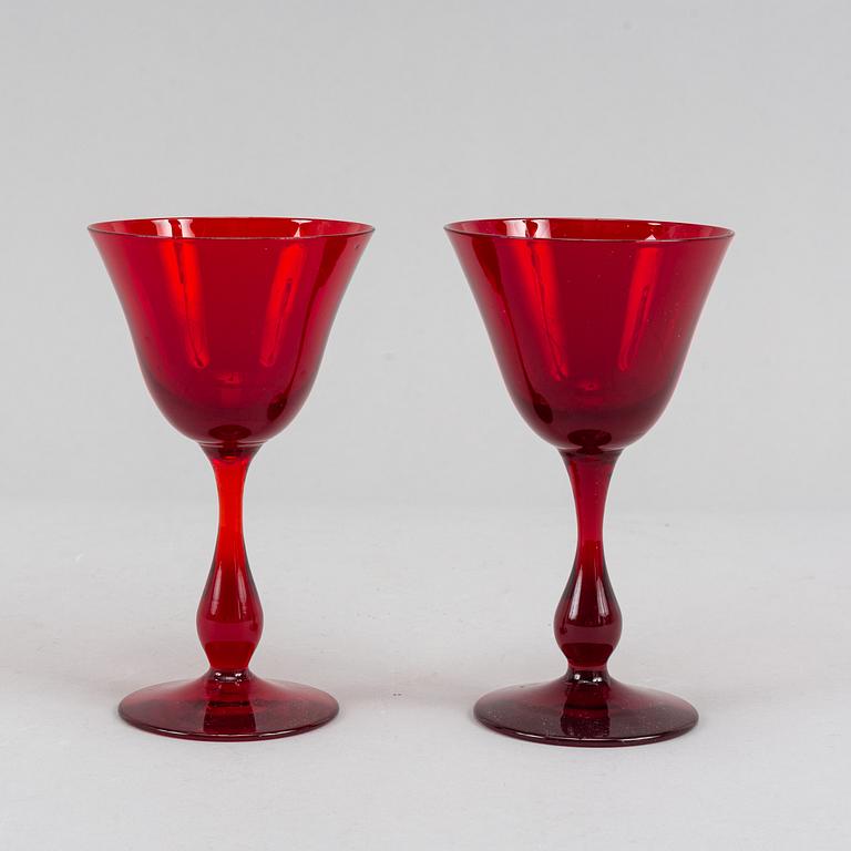 Twelve ruby red goblets by Björn Trädgårdh for Reijmyre.