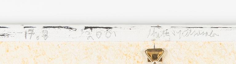 Matti Kujasalo, akryl på duk lagd på pannå, signerad och daterad 17.8.2001 a tergo.