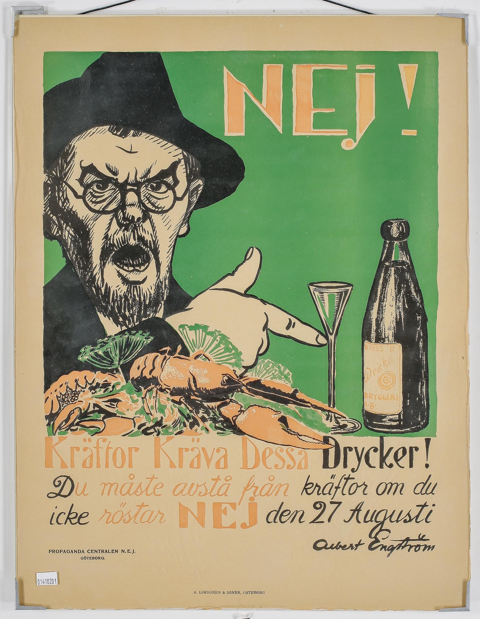 ALBERT ENGSTRÖM, Affisch. Tryckt hos A. Lindgren och Söner i Göteborg.