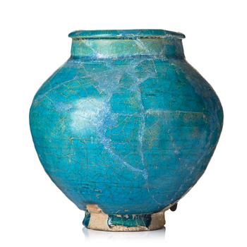 401. A turquoise Keshan pottery vase, central Persia, 13th century.