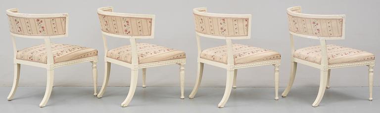 Four late Gustavian circa 1800 armchairs.