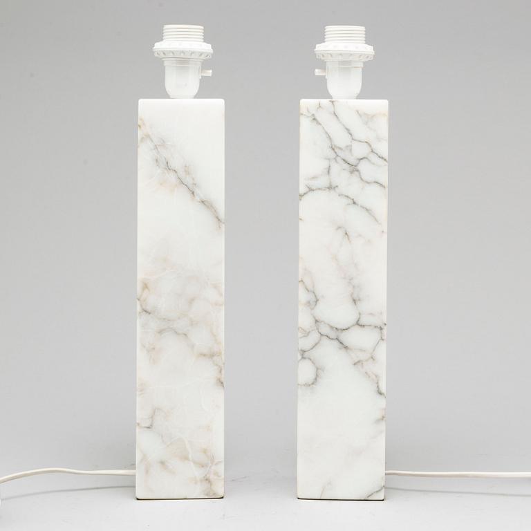 A pair of marble table lamps, Bergboms, second half of the 20th century.