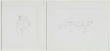 Anna Finney, two drawings, pencil, signed and dated 2005.