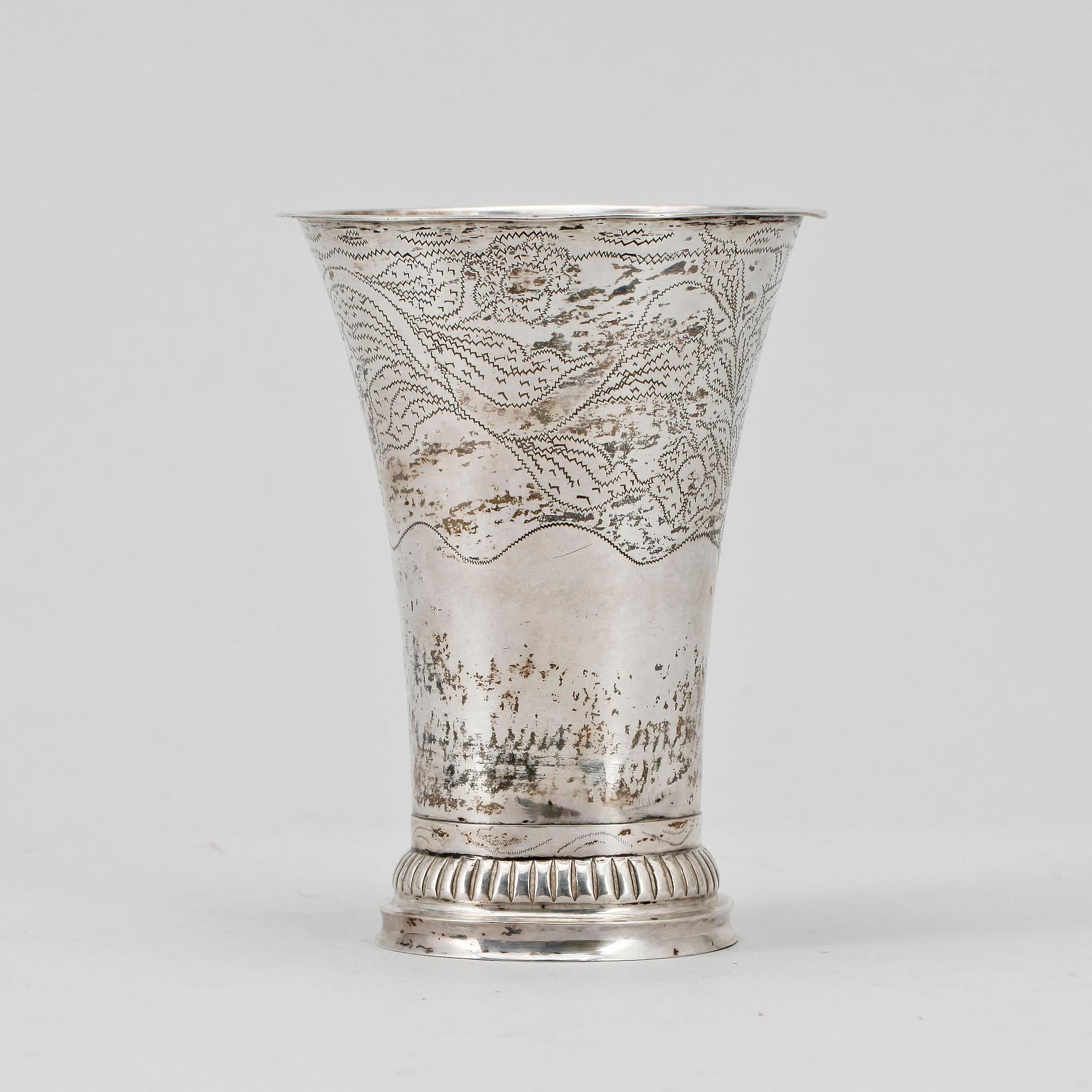 BÄGARE, silver, Carl Gustaf Högstedt, Kalmar, 1834. Vikt 94 g.