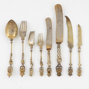 A 48-piece silver flat wear set, Hanau, Germany, late 10th century.