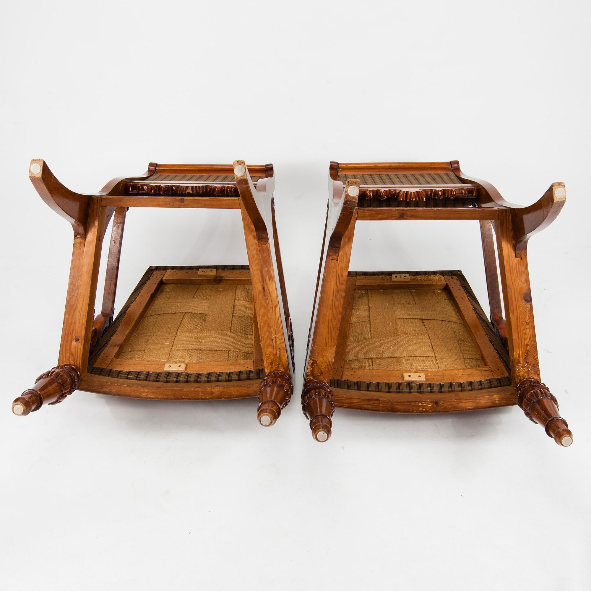 KARMSTOLAR, ett par, biedermeier, Ryssland 1800-talets första hälft.